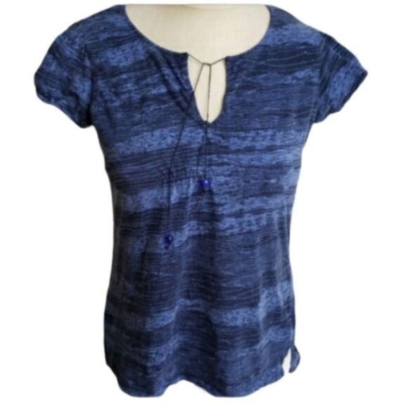 Calvin Klein Jeans Shirt Top Blouse Short Sleeve Blue Women's WOMAN'S MEDIUM - Picture 7 of 8